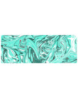 Compact 32x12 inches mouse pad with aqua swirls in vibrant turquoise, creating a tranquil yet visually captivating environment for work or gaming.