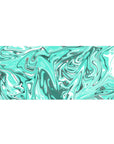 Mouse pad featuring vibrant turquoise aqua swirls, 36x16 inches, creating a serene, dynamic environment for work or gaming.