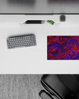 Vibrant 14x10 mouse pad featuring purple and red swirling pattern, ideal for inspiring creativity and focus in a dynamic workspace