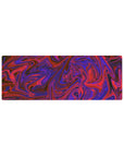 Energetic 32x12 mouse pad with bold purple and red swirls, creating a vibrant, abstract pattern that enhances creativity and focus