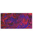 Bold 32x16 mouse pad featuring abstract purple and red swirls, creating a vibrant, dynamic atmosphere for creativity and focus