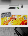 32x12 inches mouse pad with Luffy from One Piece, surrounded by flames, unleashing his powerful attack and showcasing his relentless strength.
