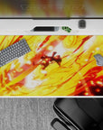40x20 inches desk pad with Luffy from One Piece, capturing his fiery power and relentless spirit in a dynamic attack-focused design.