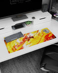 Artistic 32x12 inches mouse pad with Luffy from One Piece, blending fiery energy and unstoppable power as he attacks with fierce determination.