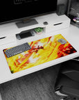 Modern 32x16 inches mouse pad with Luffy from One Piece, showcasing his fiery strength and fierce determination in an action-filled design.