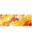 Compact 32x12 inches mouse pad featuring Luffy from One Piece, engulfed in flames as he unleashes a powerful attack, embodying his fearless spirit.