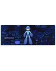 32x12 inches anime mouse pad with sci-fi HUD rings, hex grid panels, and clean command-screen layout.