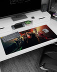 Artistic 36x16 inches desk pad with Ainz Ooal Gown and elite warriors from Overlord, exuding dark power and dynamic presence.