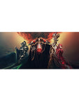 Desk pad featuring Ainz Ooal Gown and his elite warriors from Overlord, 36x16 inches, showcasing dark power and commanding presence.