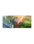 28x12 inches anime mouse pad with sunny Japanese street corner and red post box, vine-covered metal details.