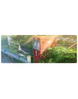 Anime mouse pad 32x12 inches with red Japanese post box, vines, sunbeams, and soft lens haze scene.