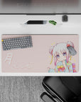 32x16 inches pastel pink and teal kawaii mouse pad, sparkly star accents and soft, comforting anime vibe.