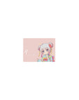 Classic anime girl mouse pad 14x10 inches with chibi kimono, Tsuki 月 text, stars, and pastel backdrop.