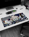 32x16 inches mouse pad showing a serene silver-haired anime girl with closed eyes over a cosmic starfield.