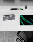 Small-sized 14x10 desk mat with tech-inspired design adds bold, futuristic energy to any desk or workspace