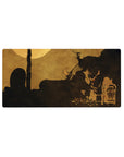 Spike Spiegel 32x16 mouse pad with a western-inspired silhouette, sepia tones, and textured shadows, creating a poetic cinematic tribute to his final moments