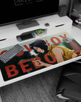 Large 40x20 inches mouse pad highlighting Faye Valentine with cinematic lighting, smoke, and bold grunge typography for fans.