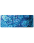Oceanic blues 32x12 mouse pad featuring calming swirling patterns and bubble-like details for a refreshing coastal aesthetic