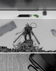 Chainsaw Man anime desk pad 40x20 inches featuring Denji's hybrid form in a chaotic black-and-white ink-heavy style.