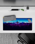 28x12 inches mouse pad with a firewatch scene, moonlit watchtower, and mountains, perfect for a vibrant, adventurous workspace.