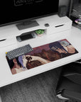 Anime mouse pad 32x12 inches showing Itachi's final moment with Sasuke from Naruto; emotional scene with warm reds.