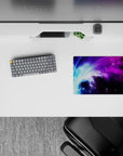 Small-sized 14x10 desk mat with galactic design adds bold, celestial energy to any desk or workspace