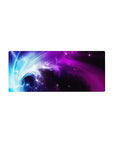 Streamlined Nebula Flow Desk Mat 28x12 featuring swirling lights for bold workspace energy