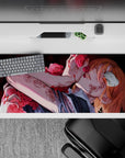 36x16 inches desk pad featuring a cursed bloom, with roses and blood, capturing dark elegance for Jujutsu Kaisen fans.