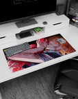 Modern 32x16 inches mouse pad with a cursed bloom, featuring a delicate mix of roses and blood for a haunting and elegant workspace.