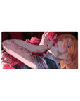 Mouse pad featuring a cursed bloom, 32x16 inches, with roses and blood creating an eerie yet elegant design for Jujutsu Kaisen fans.