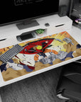 Anime mouse pad 40x20 inches with Naruto in Sage Mode vs. Pain, vibrant colors, perfect for desk decor.