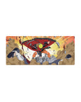 Naruto anime mouse pad 28x12 inches featuring Sage Mode Naruto defeating Pain, vibrant orange, yellow, and gray colors.