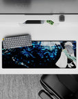 32x12 inches mouse pad showcasing Toshiro Hitsugaya with cool blue tones and a shadowed dragon for an intense Bleach design.