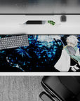 36x16 inches mouse pad with Toshiro Hitsugaya’s icy aura, blue tones, and a looming dragon for a chill yet intense vibe.