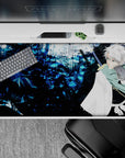 40x20 inches mouse pad showcasing Toshiro Hitsugaya’s icy aura with cool blues and a looming dragon for a Bleach-inspired design.
