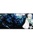 Mouse pad featuring Toshiro Hitsugaya, 36x16 inches, with cool blue aura and a looming dragon for a bold Bleach aesthetic.
