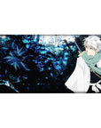 Mouse pad featuring Toshiro Hitsugaya, 40x20 inches, with icy blue aura and a shadowed dragon for a cool, battle-ready vibe.