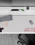 Dynamic 36x16 desk pad highlights Suzuya’s bold red stitches, intricate "XIII" tattoo, and sharp details in stunning simplicity