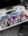 40x20 inches anime desk pad showing red-haired adventurer and violet-haired mage before a sailing ship.