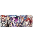 32x12 inches anime mouse pad with fantasy crew on a ship under blue sky, crisp clouds, and sea horizon.