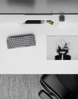 14x10 inches mouse pad featuring Kaneki design, with ghoul mask, white hair, and red eye for a minimalist yet intense anime-inspired look.