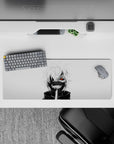 32x12 inches mouse pad with Kaneki design, showcasing white hair, ghoul mask, and red eye for a chilling yet minimalist, anime-inspired vibe.