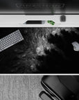 40x20 inches mouse pad with monochromatic black and grey abstract design, blending swirling shadows and soft textures for a bold, minimalist vibe.