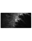 Mouse pad featuring monochromatic black and grey abstract design, 32x16 inches, with swirling shadows and soft textures for an elegant, intriguing look.