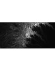 Mouse pad featuring monochromatic black and grey abstract design, 36x16 inches, with swirling shadows and soft textures for a mysterious, elegant effect.