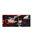 Makoto Niijima, Persona 5 character, on a 28x12 inch anime mouse pad. Bold design with red, black, grey colors and dynamic style.