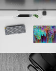 Small-sized 14x10 desk mat with artistic design adds bold, energetic flair to any desk or workspace