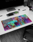 Creative depth design on 32x16 desk mat brings Kaleidoscope Chaos's vibrant aesthetic to life vividly