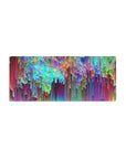 Streamlined Kaleidoscope Chaos Desk Mat 28x12 featuring vertical brushstrokes for bold workspace energy
