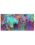 Kaleidoscope Chaos Desk Mat 32x16 featuring motion-filled brushstrokes for gaming or workspace energy with artistic flair